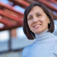 Beautiful young woman portrait in town.